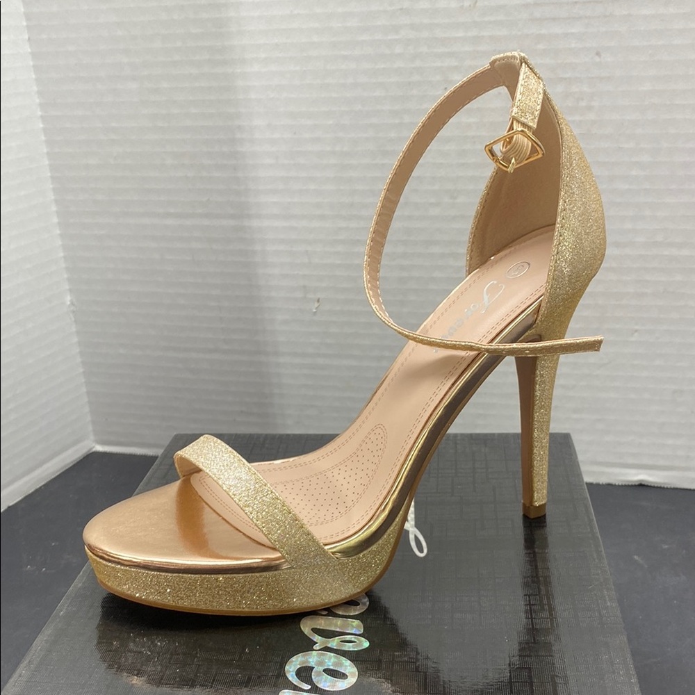 Forever Champagne Stiletto Heels with Ankle Strap